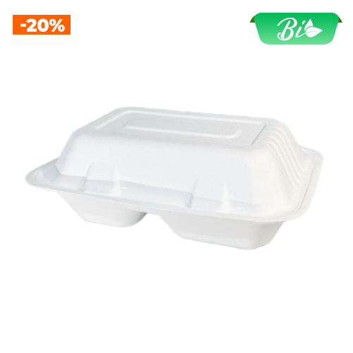 Hộp menu 2 ngăn từ bã mía 230x155x80mm